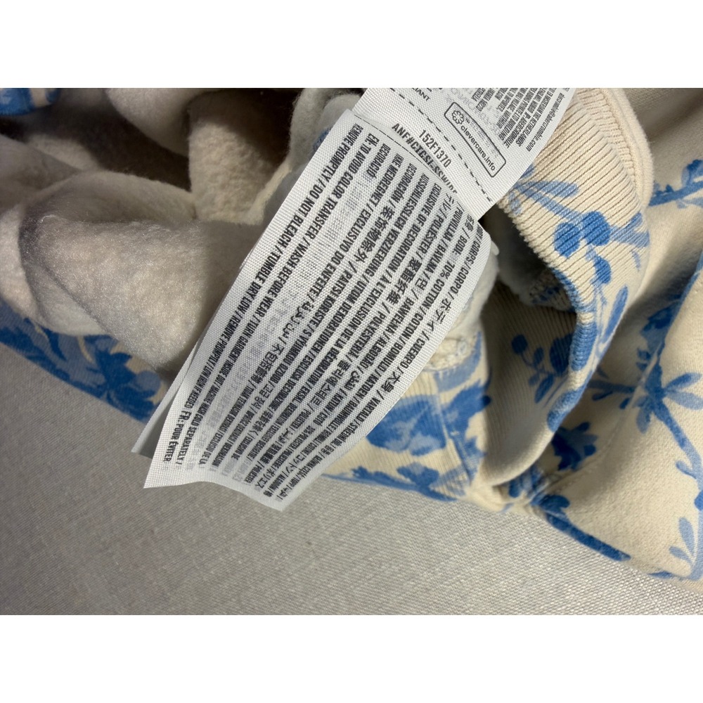 Abercrombie & Fitch Floral Toile Hoodie Blue Cream Soft A&F Collection medium - Picture 4 of 8